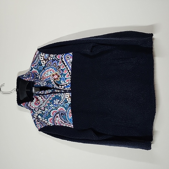 Vera Bradley Teddy Fleece Pullover Paisley Quilted Shoulders Womens Large - Picture 1 of 8